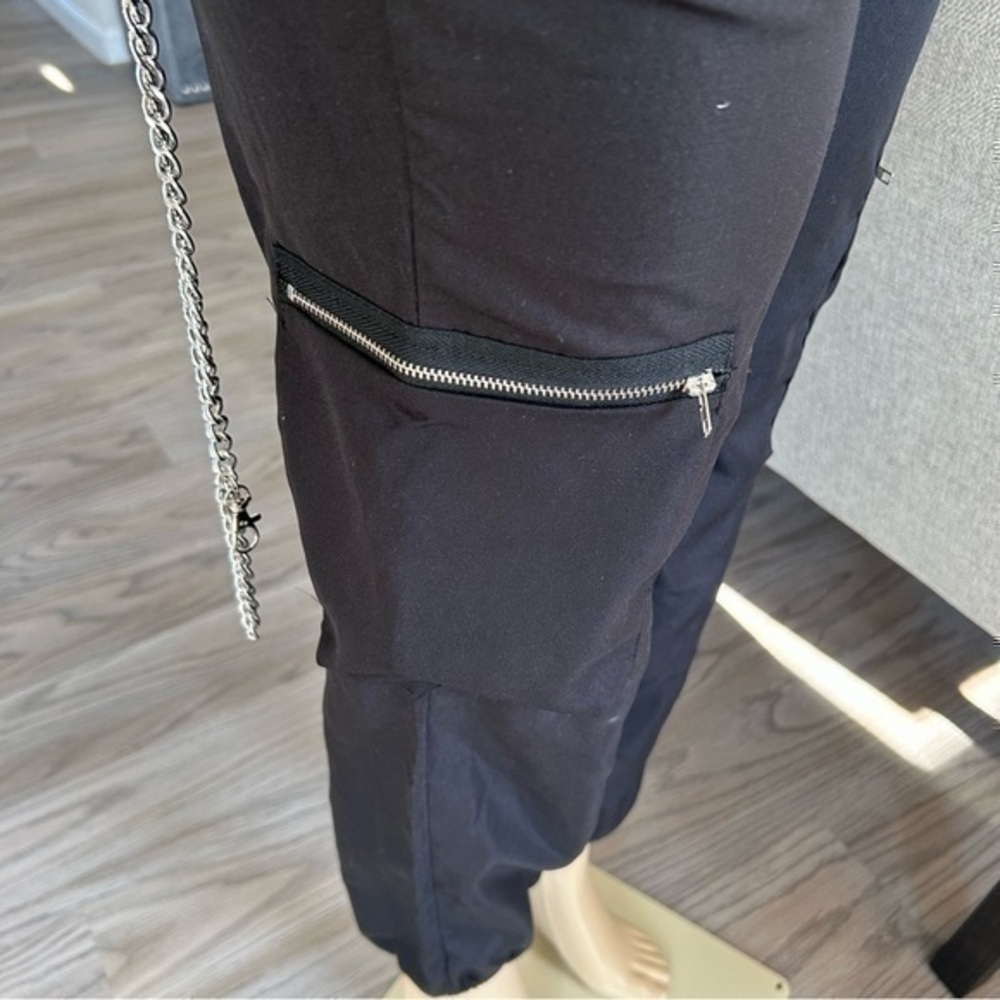 ๐NWT Romwe black punk rock chain black jogger slacks ๐ pants XS - Picture 15 of 16